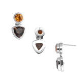 NKLE-015-CO1 Sterling Silver Earring With Smokey Quartz, Citrine Q. Jewelry Bali Designs Inc
